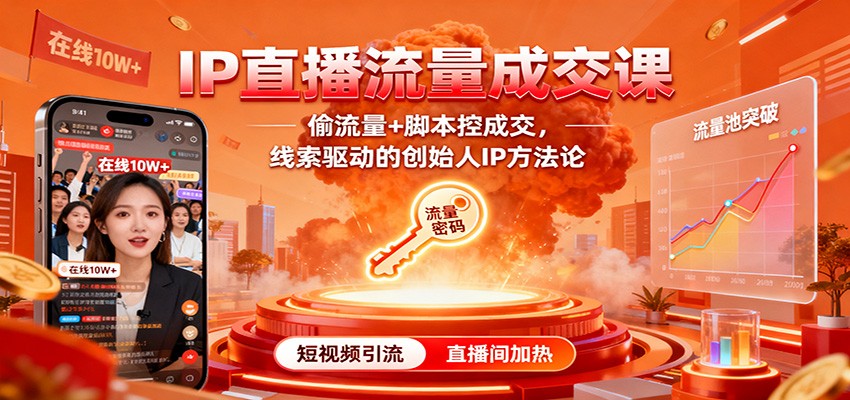IP直播流量成交课：偷流量+脚本控成交，线索驱动的创始人IP方法论-数码之翼
