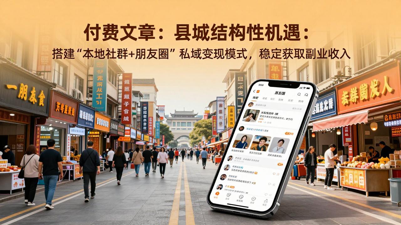 付费文章：县城结构性机遇：搭建“本地社群+朋友圈”私域变现模式，稳定获取副业收入-数码之翼