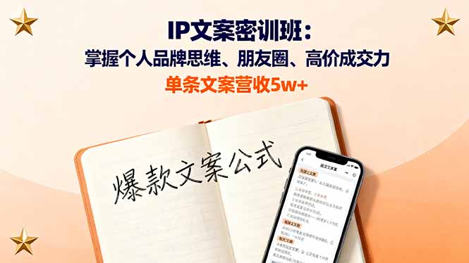 IP文案密训班：掌握个人品牌思维、朋友圈、高价成交力，单条文案营收5w+-数码之翼