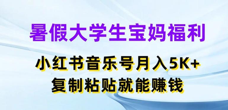 暑假大学生宝妈福利，小红书音乐号月入5000+，复制粘贴就能赚钱【揭秘】-数码之翼