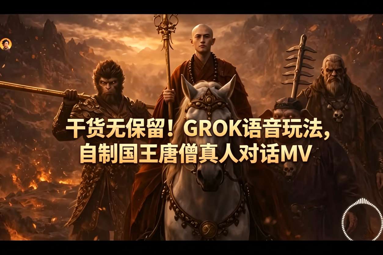 干货无保留！GROK语音玩法，自制国王唐僧真人对话MV-数码之翼