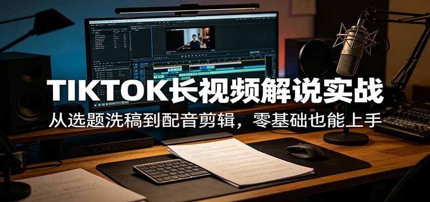 TIKTOK长视频解说实战：从选题洗稿到配音剪辑，零基础也能上手-数码之翼