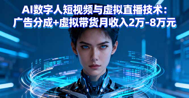 AI数字人短视频与虚拟直播技术：广告分成+虚拟带货月收入2万-8万元-数码之翼