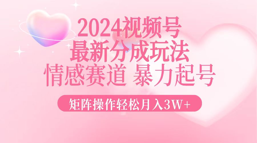 2024最新视频号分成玩法,情感赛道,暴力起号,矩阵操作轻松月入3W+-数码之翼