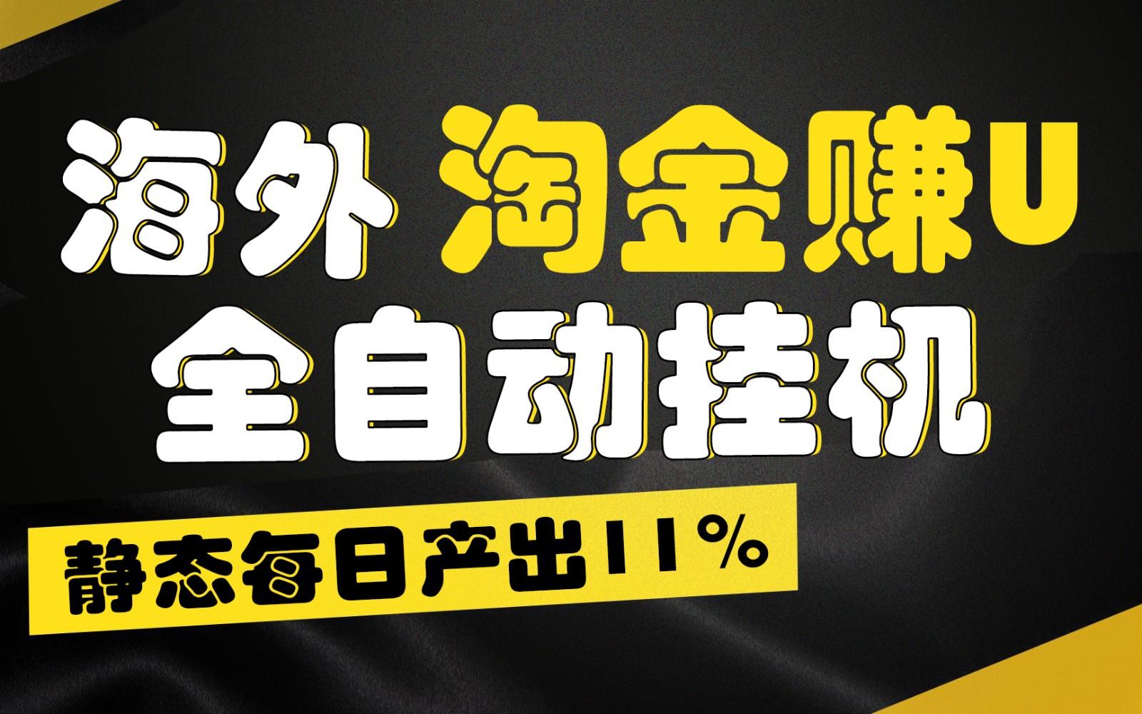 海外淘金赚U，全自动挂机，静态每日产出11%，拉新收益无上限，轻松日入1万+-数码之翼
