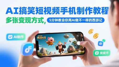 AI搞笑短视频手机制作教程，多张变现方式，5分钟教会你用AI做不一样的西游记-数码之翼