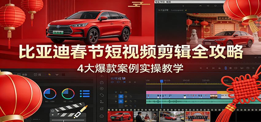 比亚迪春节短视频剪辑全攻略,4大爆款案例实操教学-数码之翼