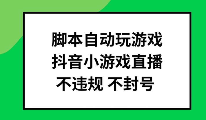 脚本自动玩游戏，抖音小游戏直播，不违规不封号可批量做【揭秘】-数码之翼