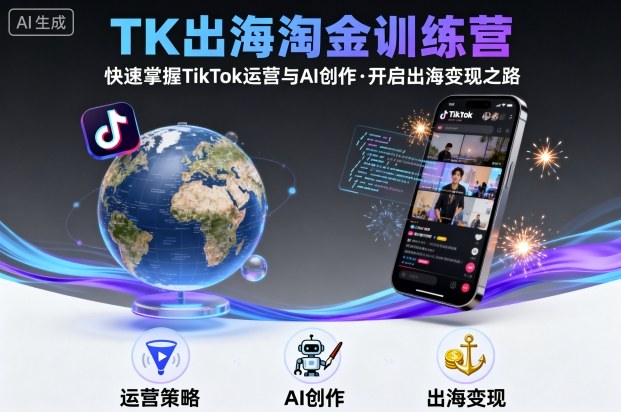 TK出海淘金训练营，助你快速掌握TikTok运营与AI创作，开启出海变现之路-数码之翼
