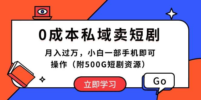 0成本私域卖短剧，月入过万，小白一部手机即可操作(附500G短剧资源-数码之翼