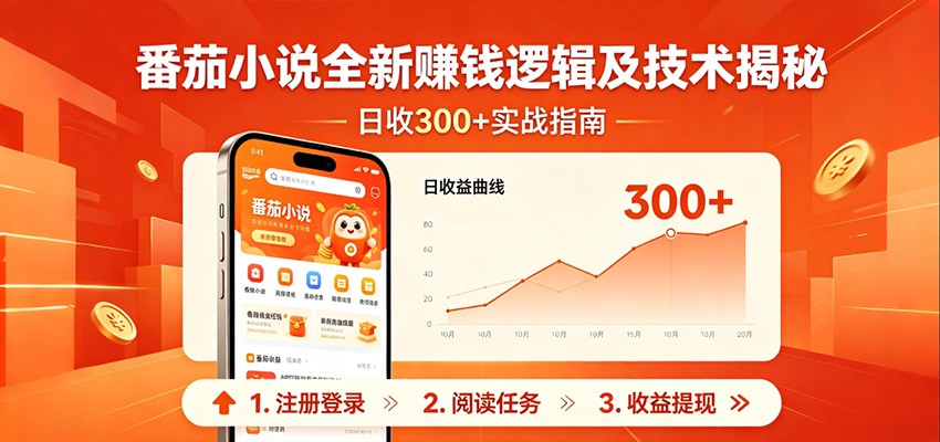 番茄小说全新赚钱逻辑及技术日收300+，小白新书皆可做！无脑赚就行了！-数码之翼