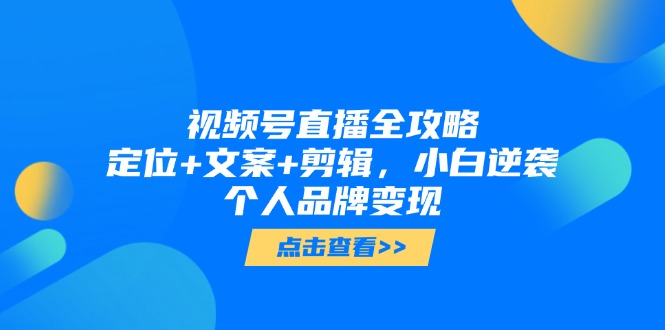 视频号直播全攻略，定位+文案+剪辑，小白逆袭个人品牌变现-数码之翼