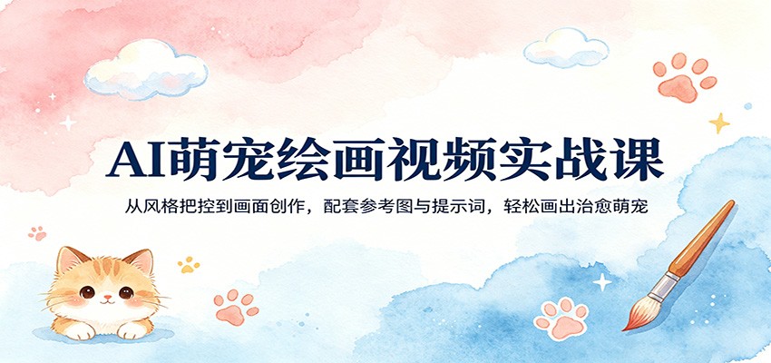 AI萌宠绘画视频实战课：从风格把控到画面创作，配套参考图与提示词，轻松画出治愈萌宠-数码之翼