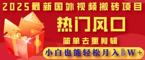 2025最新视频搬砖项目，热门风口，简单去重剪辑，小白也能轻松月入过W-数码之翼