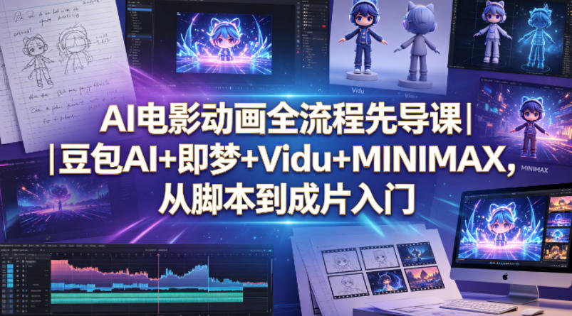 AI电影动画全流程先导课｜豆包AI+即梦+Vidu+MINIMAX，从脚本到成片入门-数码之翼