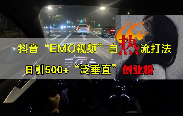 抖音EMO视频自热打法,日引500+“泛垂直”创业粉-数码之翼