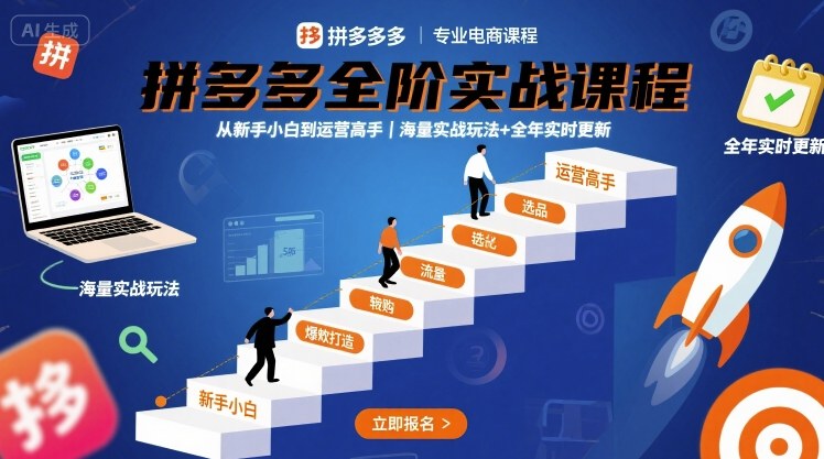 拼多多全阶实战课程，从新手小白到运营高手，海量实战玩法+全年实时更新【2025年10月更新】-数码之翼