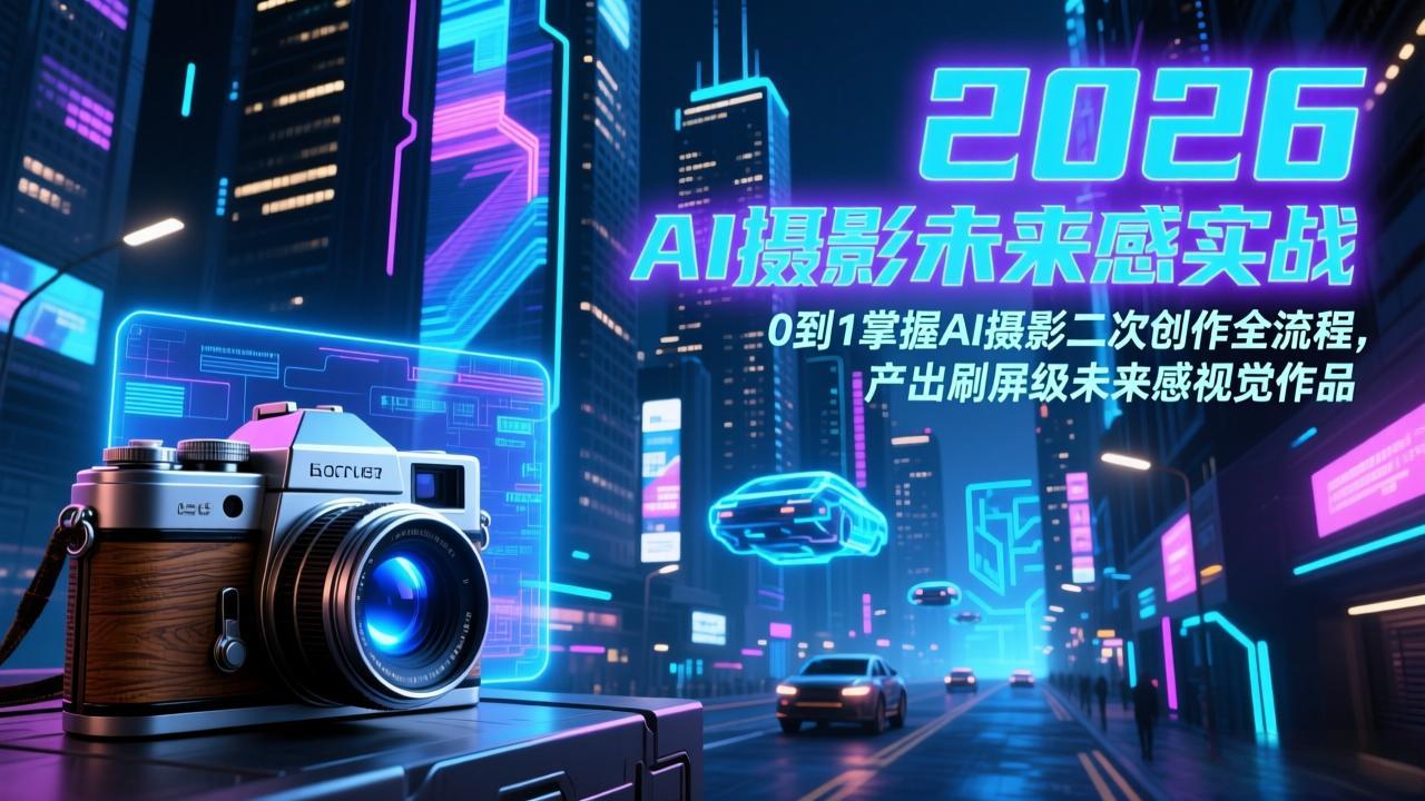 2026 AI摄影未来感实战：0到1掌握AI摄影二次创作全流程，产出刷屏级未来感视觉作品-数码之翼