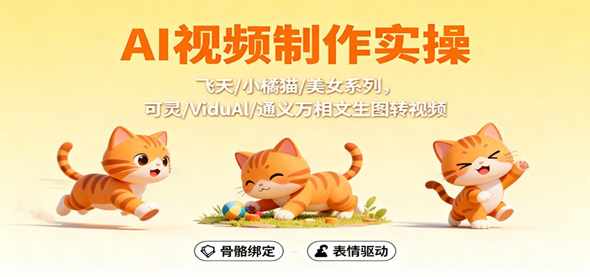 AI视频制作实操，飞天/小橘猫/美女系列，可灵/ViduAl/通义万相文生图转视频-数码之翼