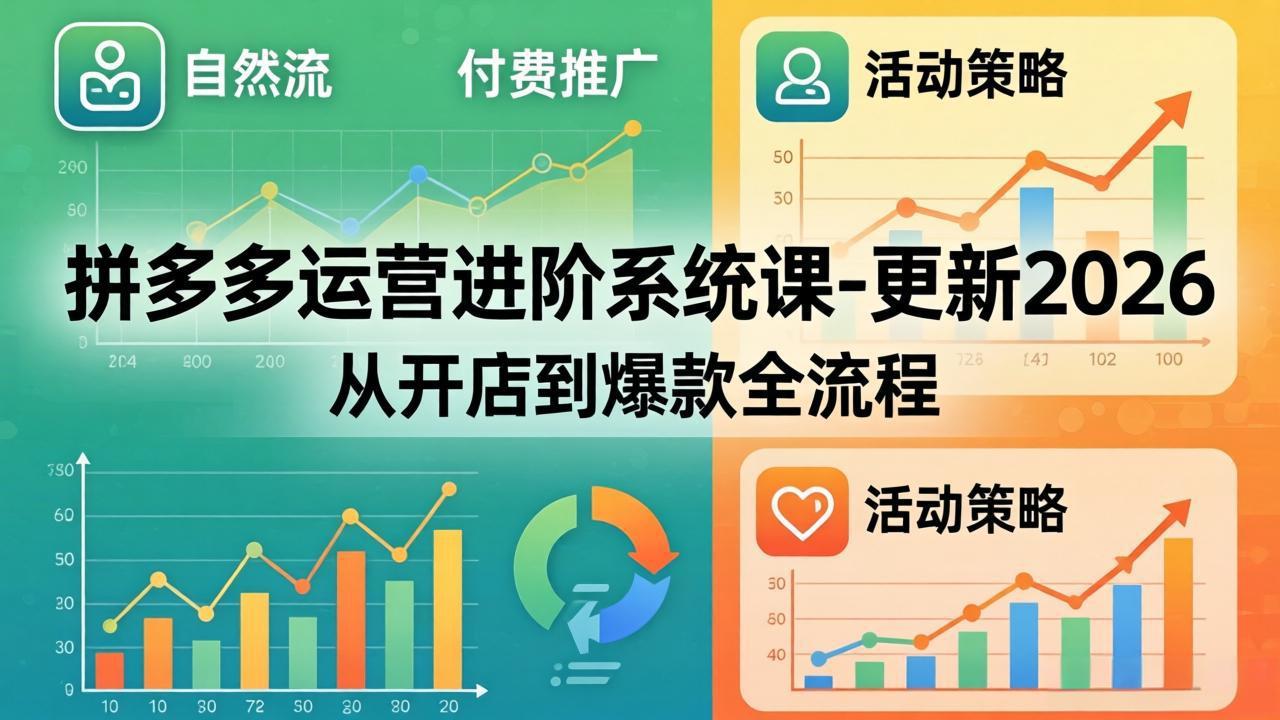 拼多多运营进阶系统课-更新2026：从开店到爆款全流程，自然流+付费推广+活动策略-数码之翼