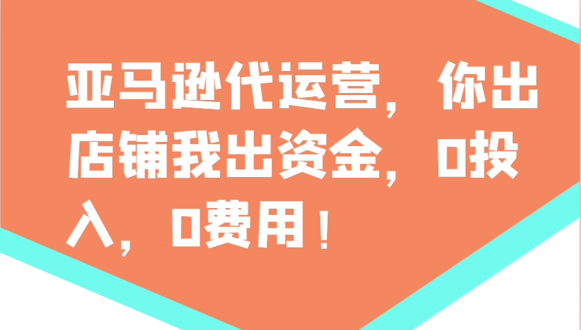亚马逊代运营，你出店铺我出资金，0投入，0费用，无责任每天300分红，赢亏我承担-数码之翼
