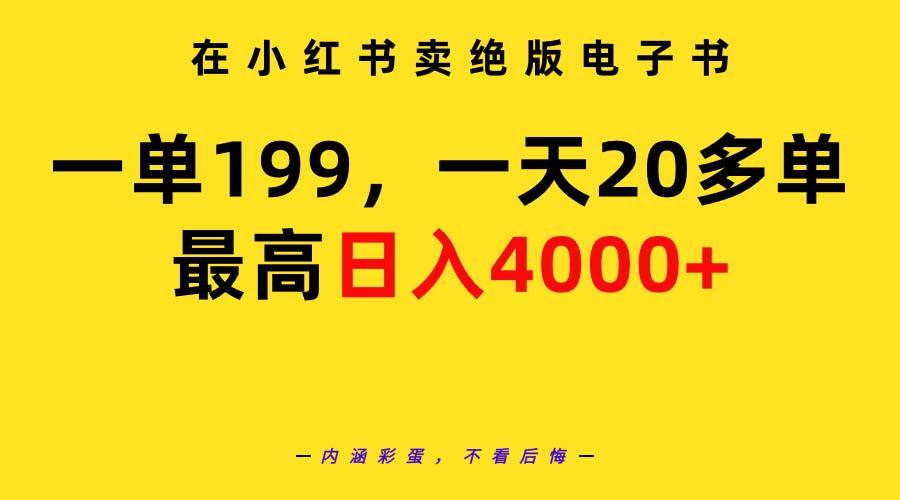 (9401期)在小红书卖绝版电子书，一单199 一天最多搞20多单，最高日入4000+教程+资料-数码之翼