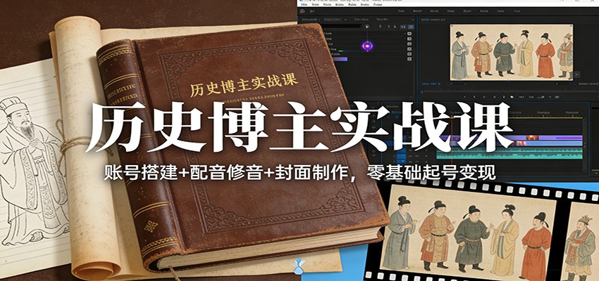 历史博主实战课：账号搭建+配音修音+封面制作，零基础起号变现-数码之翼