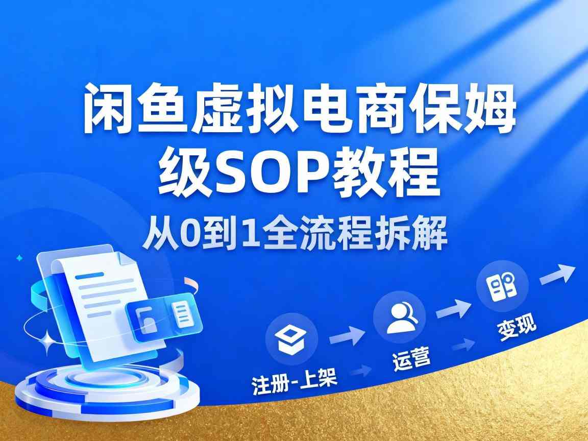 闲鱼虚拟电商,月入轻松过1W,保姆级SOP教程-数码之翼