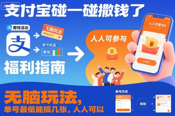 支付宝碰一碰撒钱了，无脑玩法，单号最低能搞几张，人人可以撸【揭秘】-数码之翼