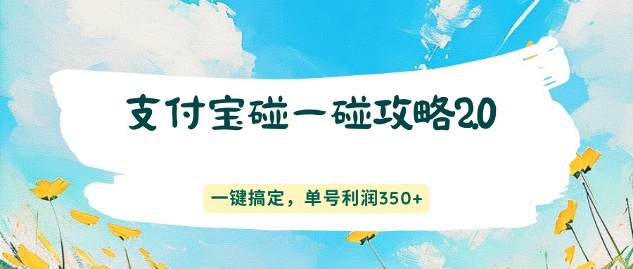 支付宝碰一碰攻略2.0，一键搞定，单号利润350+-数码之翼