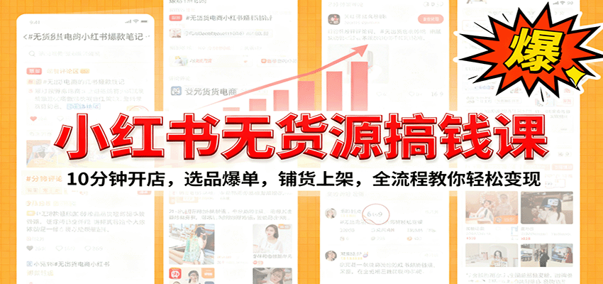 小红书无货源爆单课:10分钟开店,选品爆单,铺货上架,全流程教你轻松变现-数码之翼