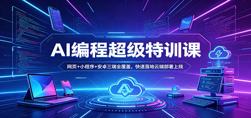 AI编程超级特训课：网页+小程序+安卓三端全覆盖，快速落地云端部署上线-数码之翼