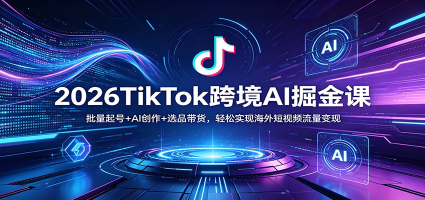 2026TikTok跨境AI掘金课：批量起号+AI创作+选品带货，轻松实现海外短视频流量变现-数码之翼