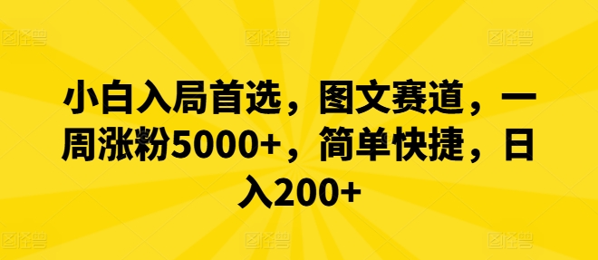小白入局首选，图文赛道，一周涨粉5000+，简单快捷，日入200+-数码之翼