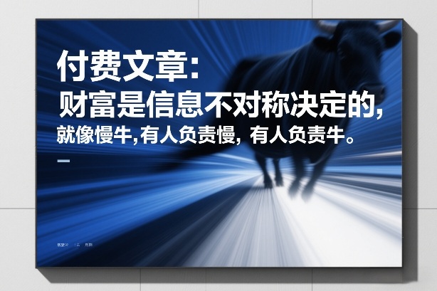 付费文章：财富是信息不对称决定的，就像慢牛，有人负责慢，有人负责牛-数码之翼