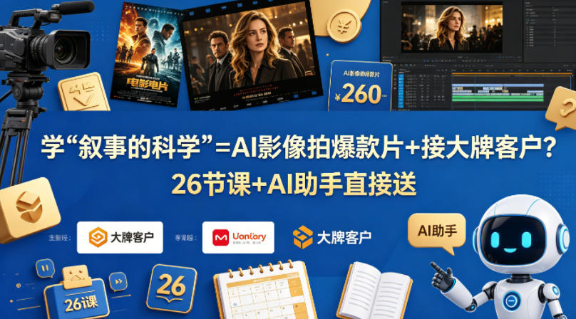 学《叙事的科学》=AI影像拍爆款片+接大牌客户？26节课+AI助手直接送【原创双语字幕】-数码之翼