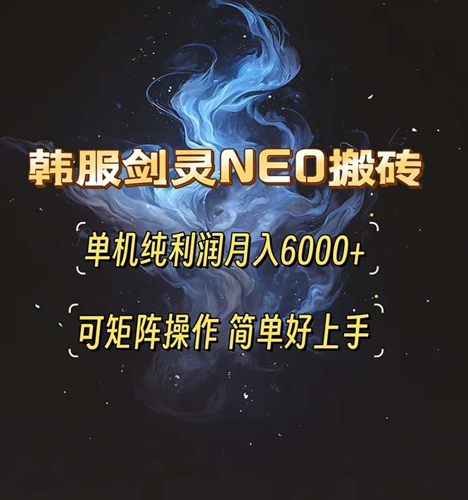 韩服剑灵NEO搬砖攻略，单机纯利润月入6000+ 可矩阵操作，简单好上手。-数码之翼