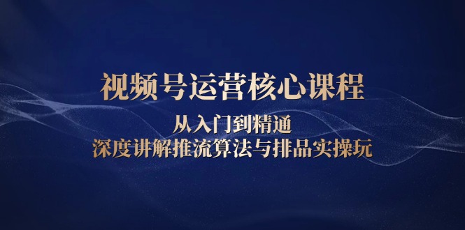 视频号运营核心课程，从入门到精通，深度讲解推流算法与排品实操玩-数码之翼