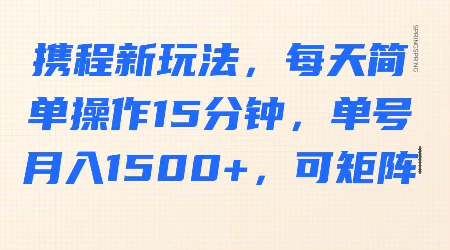 携程新玩法，每天简单操作15分钟，单号月入1500+，可矩阵-数码之翼