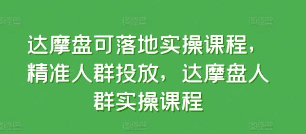 达摩盘可落地实操课程,精准人群投放,达摩盘人群实操课程-数码之翼