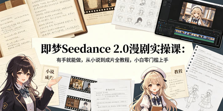 即梦Seedance 2.0漫剧实操课：有手就能做，从小说到成片全教程，小白零门槛上手-数码之翼