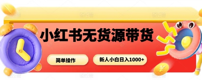 小红书无货源带货项目，简单无脑，新人小白日入多张-数码之翼