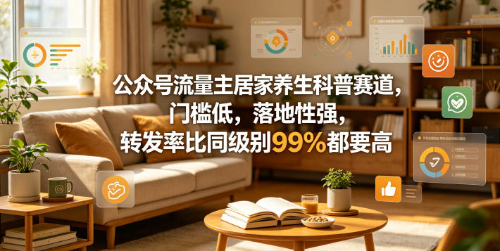 公众号流量主居家养生科普赛道，门槛低，落地性强，转发率比同级别99％都要高-数码之翼