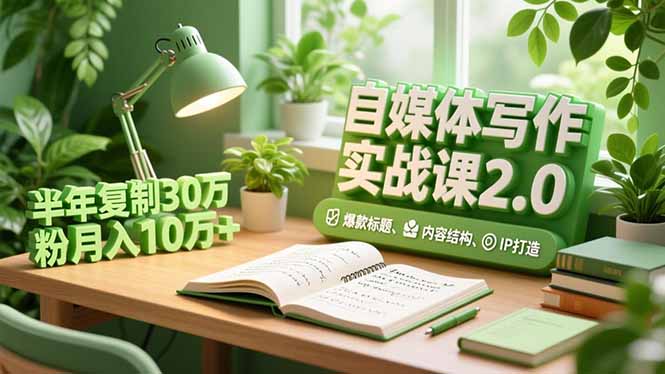 自媒体写作实战课2.0，爆款标题、内容结构、IP打造，半年复制30万粉月入10万+-数码之翼