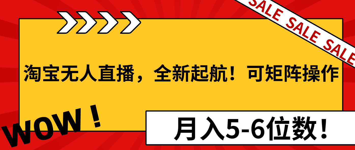 淘宝无人直播,全新起航!可矩阵操作,月入5-6位数!-数码之翼