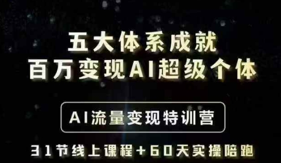 五大体系成就百万变现AI超级个体- AI流量变现特训营，一步一步教你一个人怎么年入百W-数码之翼