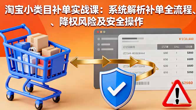 淘宝小类目补单实战课:系统解析补单全流程、降权风险及安全操作-数码之翼