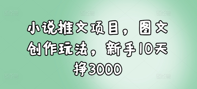 小说推文项目，图文创作玩法，新手10天挣3000-数码之翼