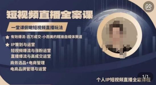 高品质IP短视频直播全案课程，一堂课俯瞰短视频直播玩法-数码之翼