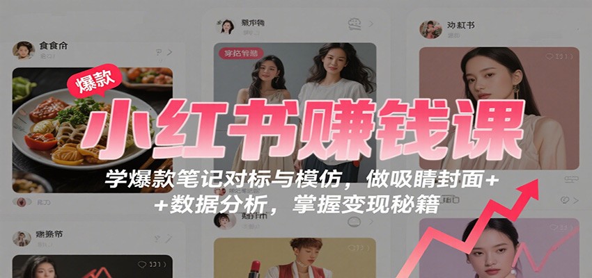小红书赚钱课：学爆款笔记对标与模仿，做吸睛封面 + 数据分析，掌握变现秘籍-数码之翼